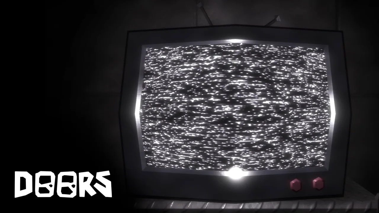 Official DOORS Archives teaser showing a static-filled television